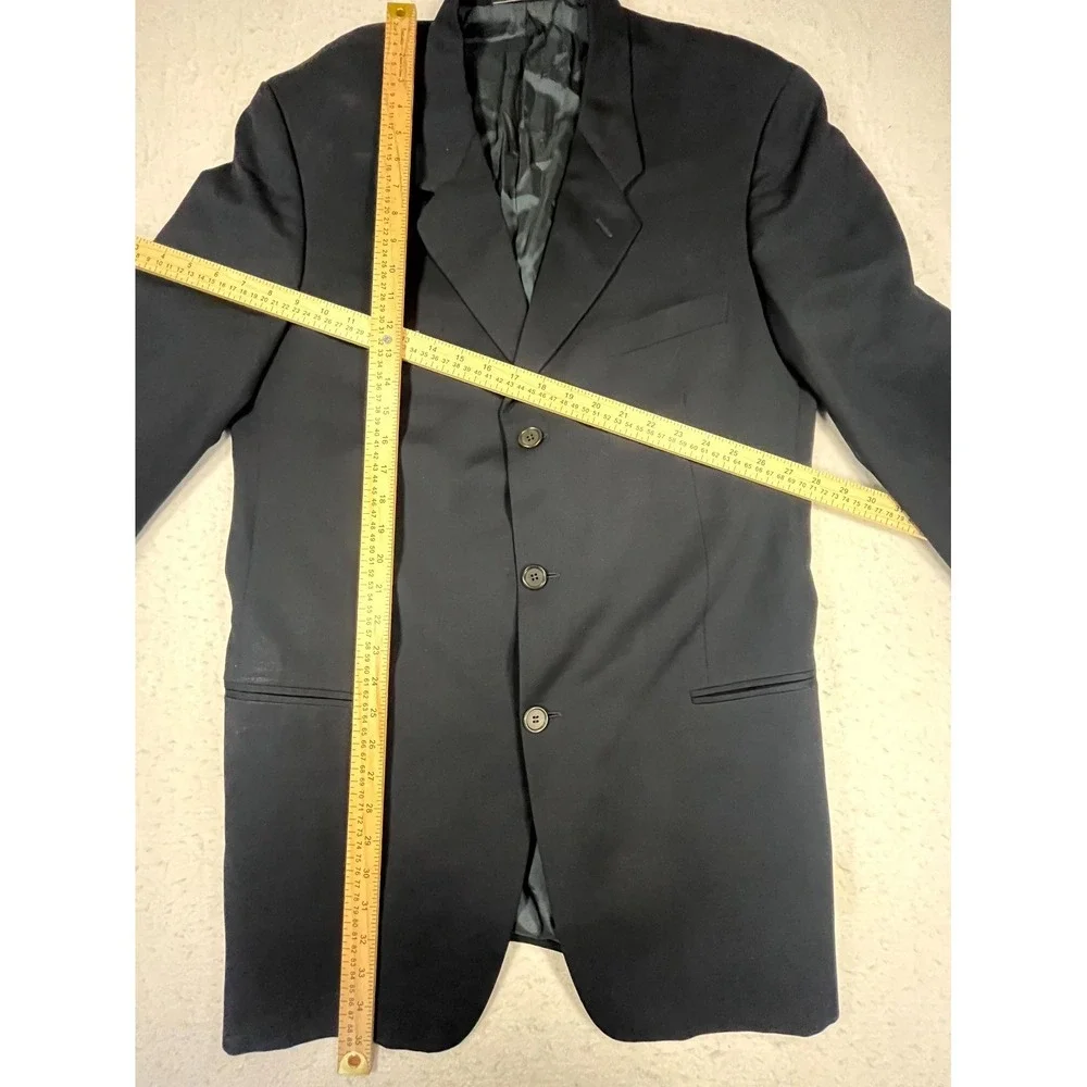 VTG Giorgio Armani Blazer Jacket Mens Black Notch Lapel Single Breasted Formal